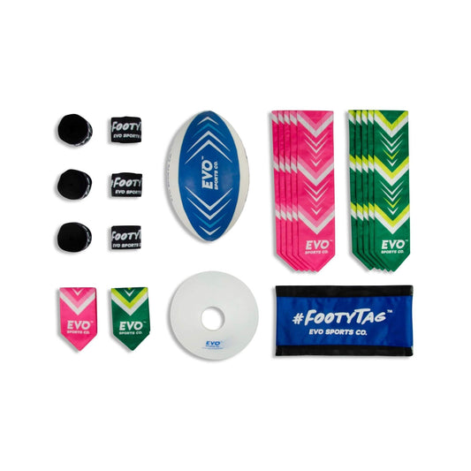FootyTag - Kids Outdoor Games Rugby Tag Kit - 6 Players - Evo Sports Co